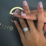 1.1ct Princess Cut Diamond Halo Split Band Engagement Ring 14k White Gold Finish