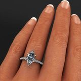 Round Accents Solitaire Engagement Ring 1.8ct Marquise Diamond 14k RoseGold Over