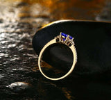 2.3ct Oval Cut Blue Tanzanite Petite Round Accents Ring 14k Yellow Gold Finish