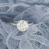 2.3Ct Round Cut Diamond Hidden Halo Women Solitaire Ring 14K White Gold Finish