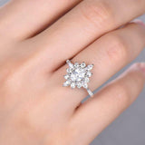 2.4ct Engagement Ring Oval Cut Diamond Sunburst Ballerina 14k White Gold Finish