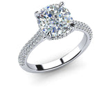 2ct Cushion Cut Diamond Engagement Ring 14k White Gold Finish Solitaire Women