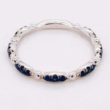 0.5ct Round Cut Simulated Blue Sapphire Minimalist Band 14k White Gold Plated
