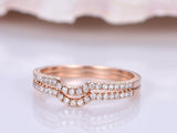 Curved Half Eternity Wedding Ring Band 2ct Round Cut Diamond 14k RoseGold Finish