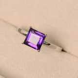 2.3ct Engagement Ring Asscher Cut Purple Amethyst Solitaire 14k WhiteGold Finish