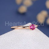 0.3ct Round Cut Simulated Ruby Solitaire Minimalist Ring 14k Rose Gold Plated