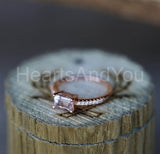 1ct Emerald Cut Simulated Morganite Solitaire Accents Ring 14k YellowGold Plated