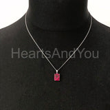 1ct Radiant Simulated Pink Ruby Solitaire Pendant 14k White Gold Plated NO CHAIN