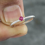 0.3ct Engagement Ring Round Cut Pink Ruby Solitaire Women 14k White Gold Finish