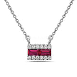 0.5ct Baguette Cut Simulated Pink Ruby Stylish Pendant 14k White Gold Plated