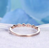 0.4ct Wedding Band Round Cut Pink Ruby Stackable Anniversary 14k RoseGold Finish