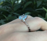 1.2ct Oval Cut Blue Aquamarine Engagement Ring Solitaire 14k White Gold Finish