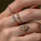 0.3ct Round Cut Moissanite Hollow Geometric Wedding Band 14k Yellow Gold Plated