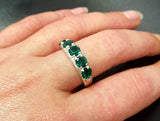 5ct Wedding Band Round Cut Green Emerald Half Eternity 14k White Gold Finish