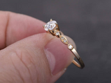 0.5ct Round Cut Diamond Milgrain Accent with Solitaire Ring 14k Yellow Gold Over