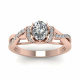 1ct Oval Diamond Infinity Solitaire Engagement Ring 14k White Rose Gold Finish