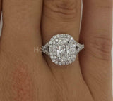 2.2ct Radiant Simulated Diamond Split Shank Dual Halo Ring 14k White Gold Plated