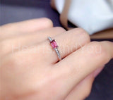 0.2ct Baguette Cut Simulated Pink Sapphire Accented Ring 14k White Gold Plated
