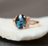 2.5ct Engagement Ring Oval London Blue Topaz Bow Knot Shank 14k Rose Gold Finish