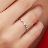 0.5ct Round Cut Moissanite Floral Petite Wedding Band 14k White Gold Plated