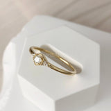 0.3ct Round Cut Moissanite Minimalist Engagement Ring 14k Yellow Gold Plated