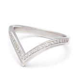 1.3ct Round Cut Diamond Wedding Band 14k WhiteGold Finish V Shaped Petite Curved