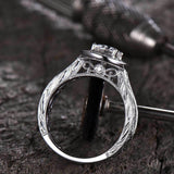 2.6ct Engagement Ring Round Cut Diamond Milgrain Filigree 14k White Gold Finish