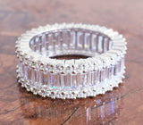 Full Eternity Wedding Ring Band 3ct Baguette Cut Diamond 14k White Gold Finish