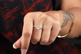 0.3ct Baguette Cut Simulated Diamond Curved Engagement Ring 14k WhiteGold Plated