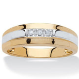 0.2ct Round Cut Moissanite Three Stone Women Wedding Band 14k Dual Gold Plated