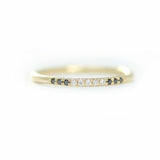 0.5ct Round Cut White & Black Diamond Minimalist Band 14k Yellow Gold Finish