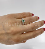 0.3ct Oval Cut Simulated Green Emerald Halo Minimalist Ring 14k WhiteGold Plated