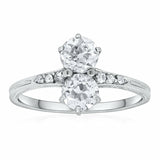 2.3ct Round Cut Diamond Accent Two Stone Engagement Ring 14k White Gold Finish