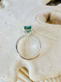 1.56ct Emerald Cut Blue Aquamarine Solitaire Engagement Ring 14k White Gold Over