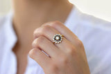 2.2ct Round Cut Black & White Diamond Flower Cluster Ring 14k Yellow Gold Finish