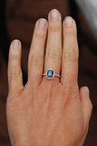 2.3ct Engagement Ring Radiant Cut London Blue Topaz Halo 14k Rose Gold Finish