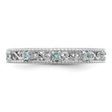 0.5ct Round Cut Simulated Aquamarine Filigree Wedding Band 14k White Gold Plated