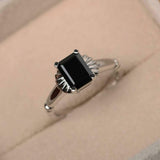 1.2ct Engagement Ring Emerald Cut Diamond Solitaire Floral 14k White Gold Finish
