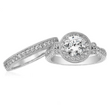 2.5ct Round Cut Diamond Engagement Ring 18k White Gold Finish Vintage Bridal Set