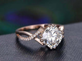 2ct Cushion Cut Diamond Engagement Ring Twist Split Shank 14k Rose Gold Finish