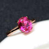 2ct Oval Cut Pink Ruby Engagement Ring 4 Prong Solitaire Women 14k RoseGold Over