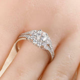 Halo Split Shank Engagement Ring 2ct Round Cut VVS1D Diamond 14k White Gold Over