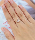 1ct Pear Cut Simulated Peach Morganite Crown Engagement Ring 14k RoseGold Plated
