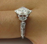 4.5ct Marquise Cut Diamond Milgrain Art Deco Engagement Ring 14K White Gold Over