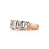 4Ct Emerald Cut VVS1/D Diamond Five Stone Engagement Ring 14K Rose Gold Finish