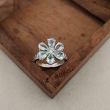 3ct Engagement Ring Pear Cut Blue Aquamarine Floral Solitaire 14k WhiteGold Over