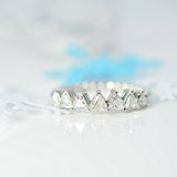 1ct Trillion Cut Diamond Half Eternity Unique Wedding Ring 14k Rose Gold Finish