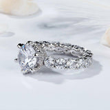 5Ct Round Cut Diamond Cocktail Iced Eternity Engagement Ring 14K White Gold Over