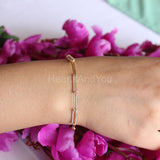 2ct Round Cut Moissanite Paperclip Chain Stylish Bracelet 14k Yellow Gold Plated