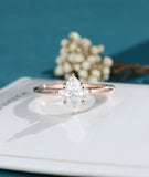 0.5ct Marquise Simulated Diamond Three Stone Engagement Ring 14k RoseGold Plated